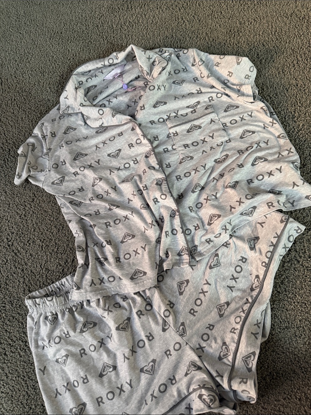 Roxy Gray Logo Short Pajama Set